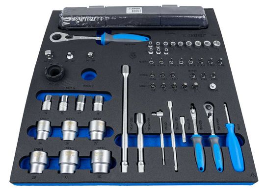 Unior Inlay Doppenset/Momentsleutel Werkbank – 54-Delig 1/2" - 1/4"