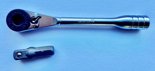 Wisvo Ratelsleutel 1/4" met Bits en Verloopdop – Maat 1/4"