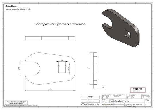 GRS Bit Crowfoot Steeksleutel 3/8 – 17mm