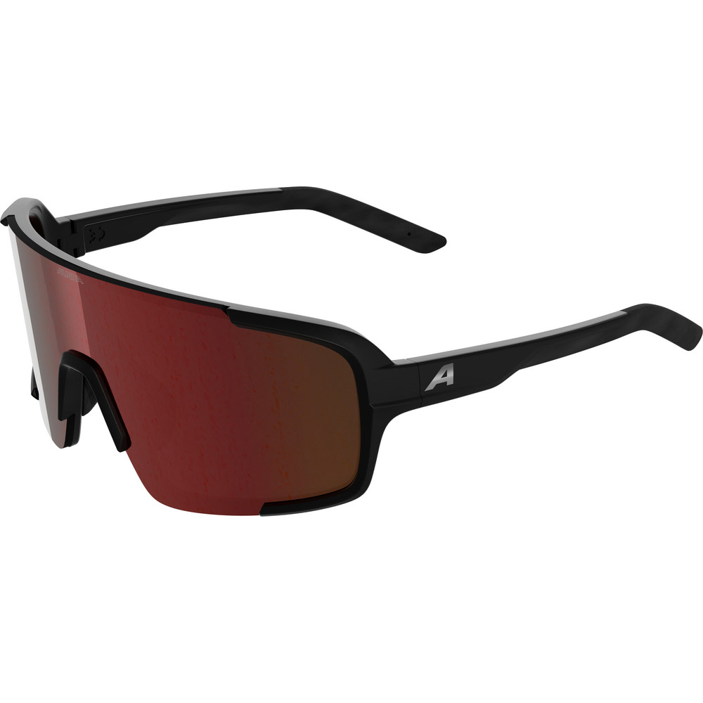 Alpina Sports Lumin sportbril – mat zwart met rode spiegellens