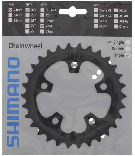 Shimano Sora Kettingblad 30T Steek 74mm Zwart – Maat 30T