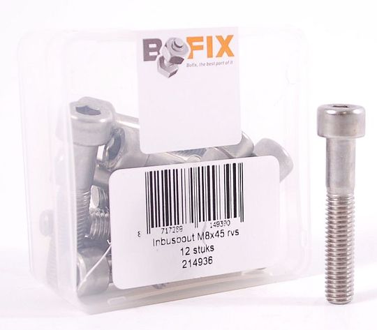 Bofix Bout M8x45 RVS Inbus - Maat M8x45