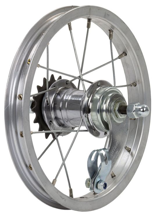 Achterwiel 12" Aluminium Remnaaf Zilver – Maat 12" / 19mm