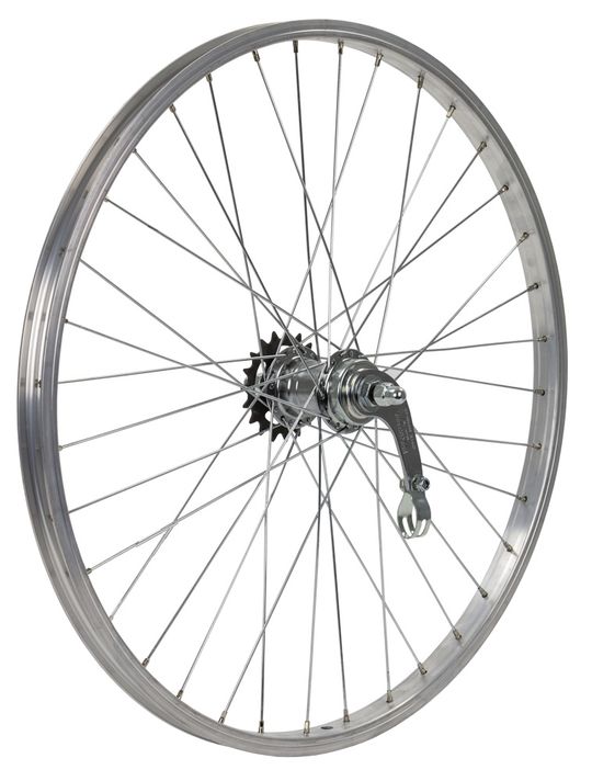 Achterwiel 24" Aluminium Remnaaf Zilver – Maat 24" / 19mm