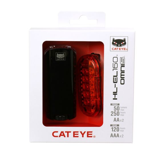 Cateye HL-EL160 + Omni 5 TL-LD155R LED Lampset Zwart